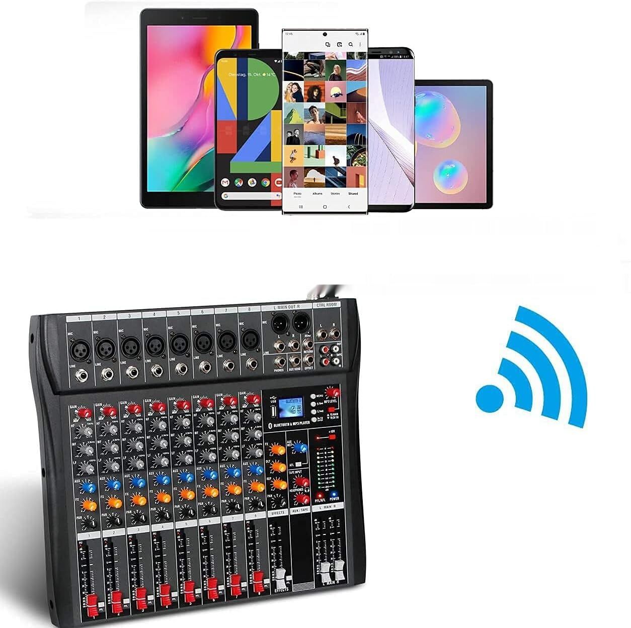 Depusheng DA8: 8-kanałowa konsola miksująca z Bluetooth i USB.