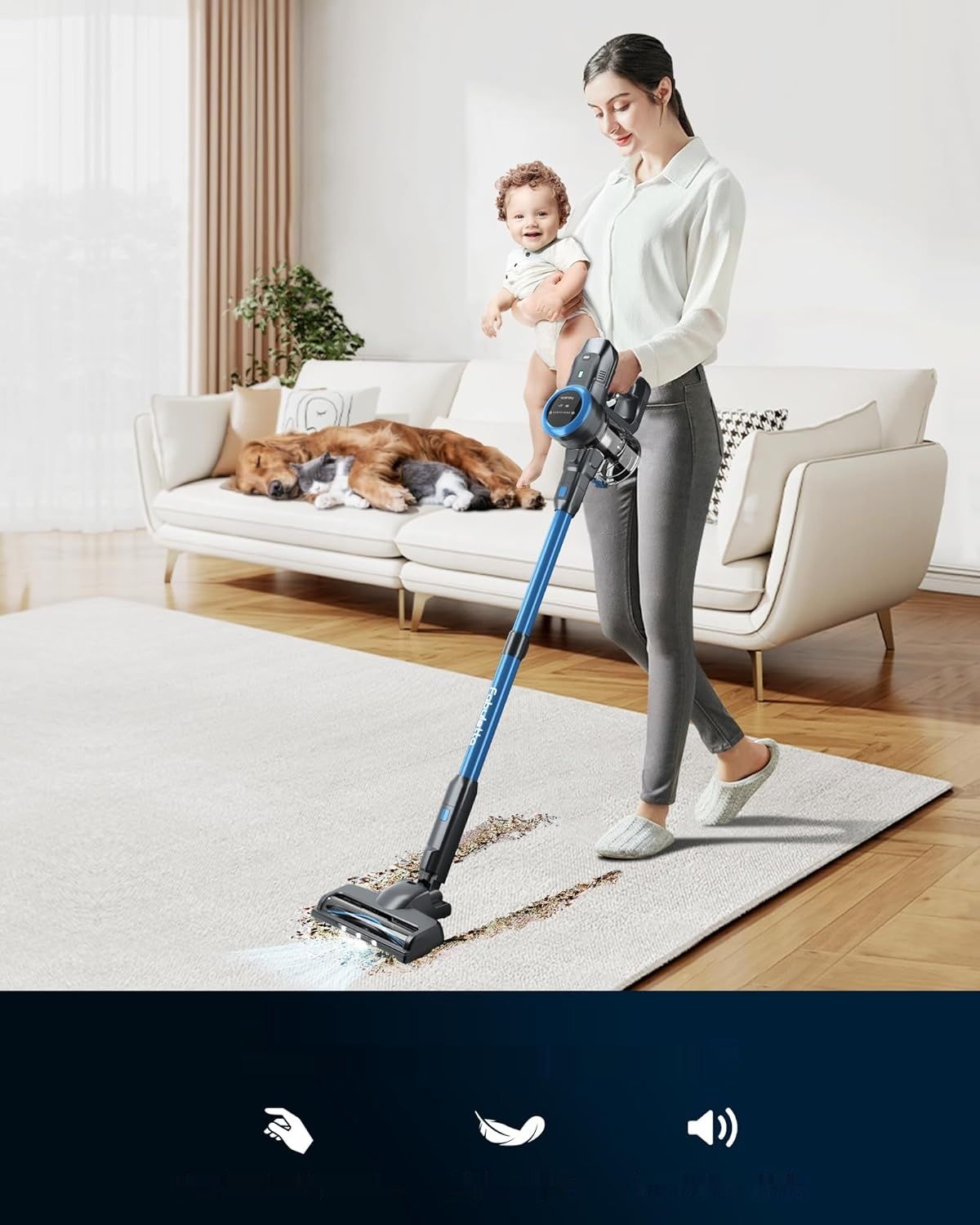 FABULETTA 24000Pa Odkurzacz Bezprzewodowy, 6-w-1, 250 W, Czas Pracy 45 Minut