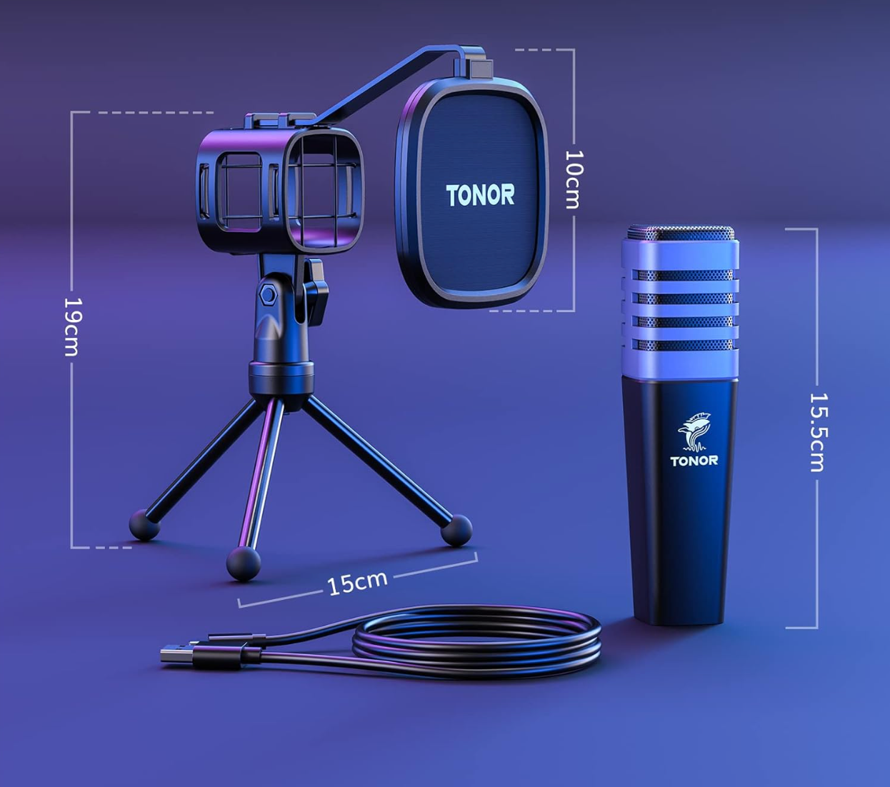 TONOR Gaming USB Mikrofon PC RGB do Gry, YouTube, Konferencji, Śpiewania.
