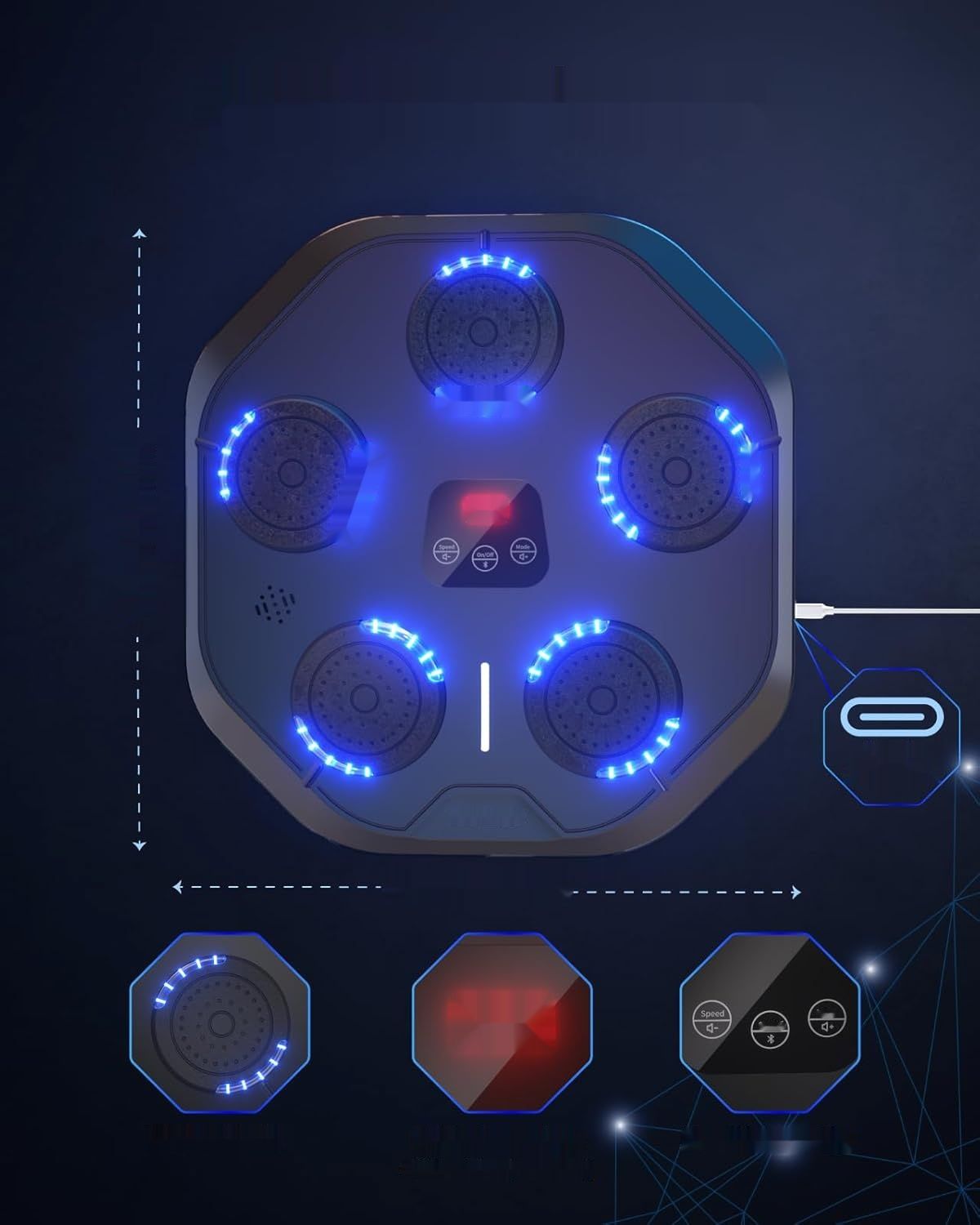Zacro Musik Boxmaschine, LED Music Boxing Machine, 9 trybów/prędkości