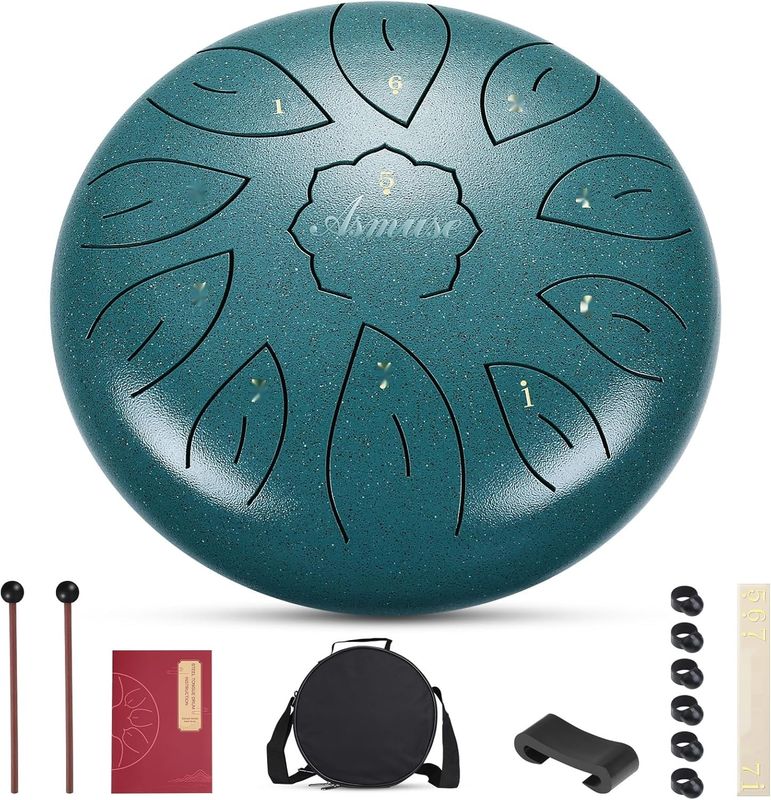 Asmuse Tongue Drum, 10-calowy, 11-dźwiękowy, C-durowy, z torbą podróżną