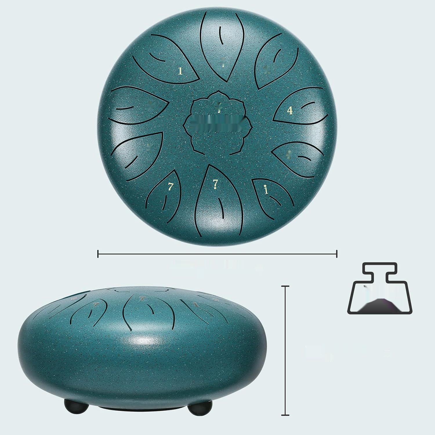 Asmuse Tongue Drum, 10-calowy, 11-dźwiękowy, C-durowy, z torbą podróżną