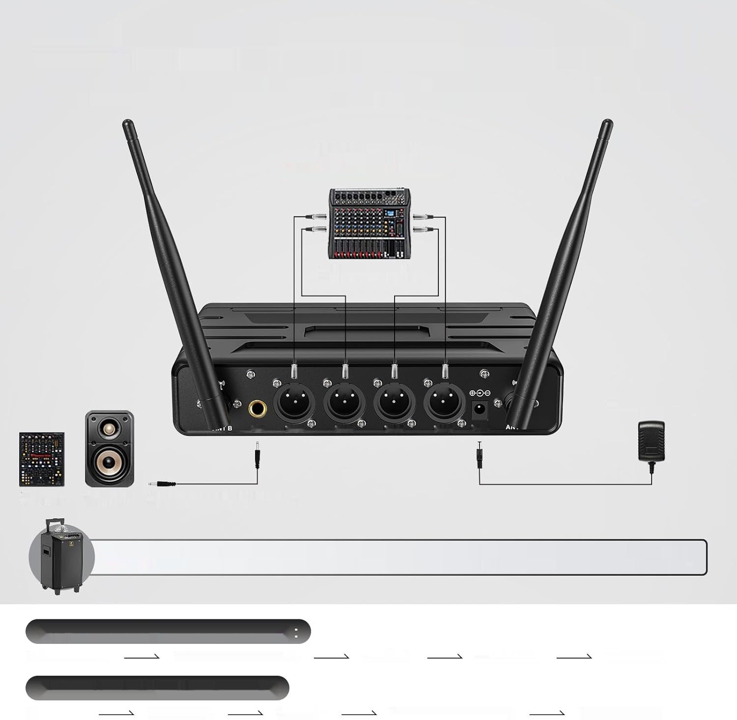 Bezprzewodowy zestaw mikrofonowy TONOR UHF, 60 m zasięg Karaoke TW362