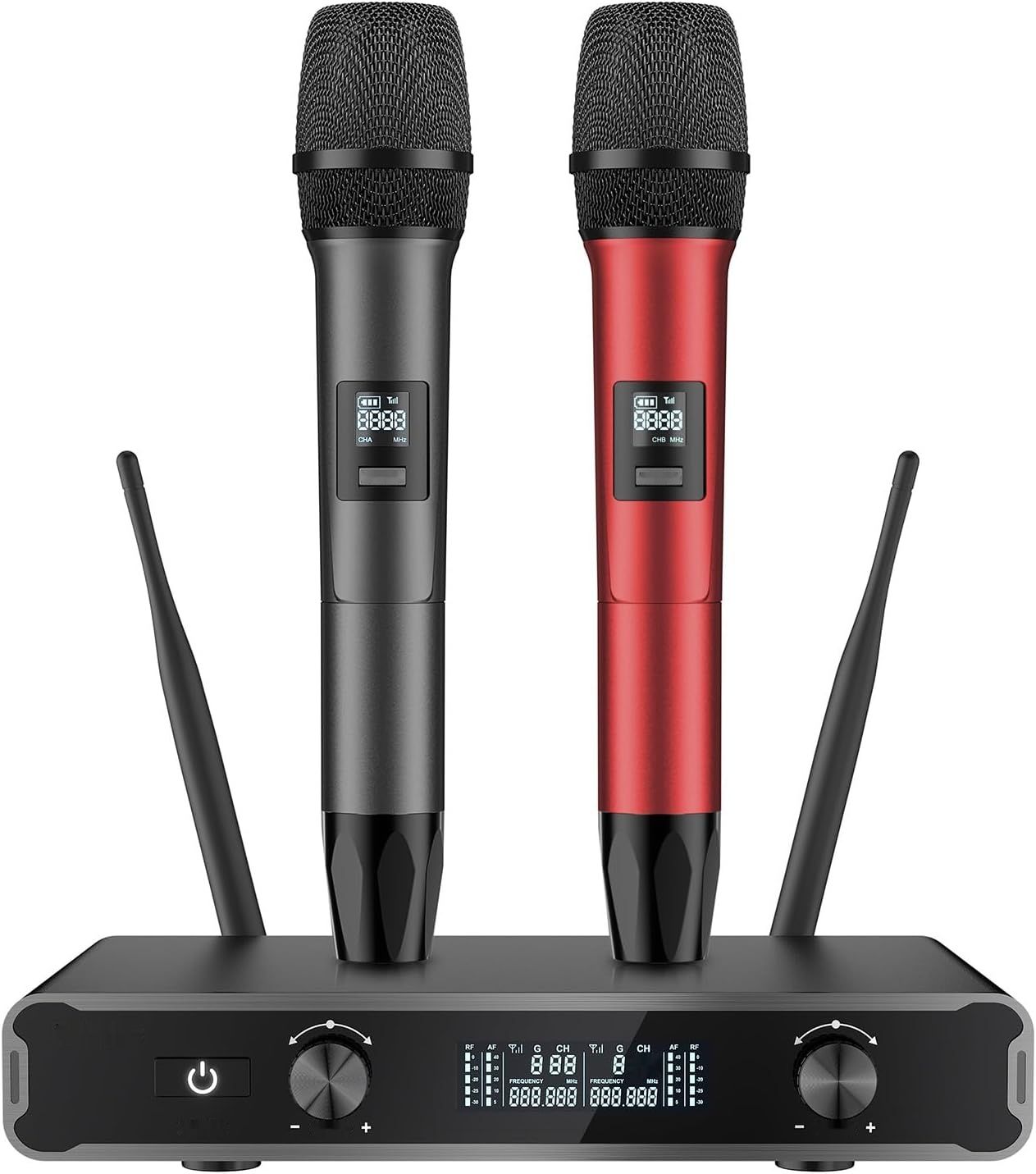 TONOR podwójny mikrofon bezprzewodowy dynamiczny z odbiornikiem, 2x5 UHF