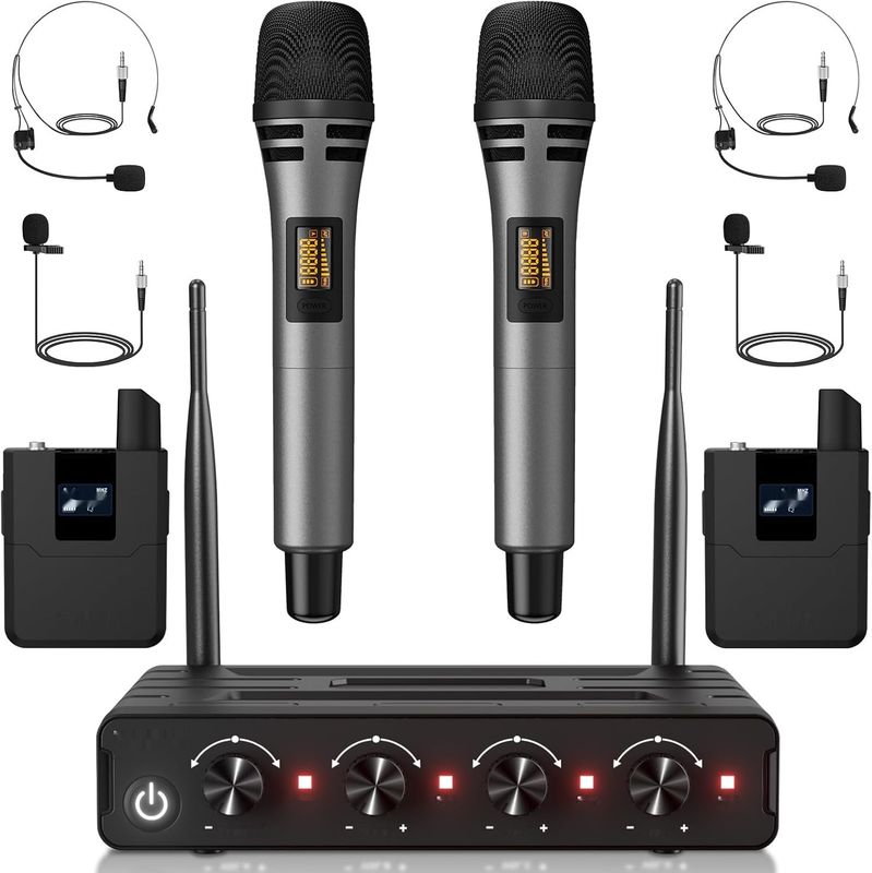 Bezprzewodowy zestaw mikrofonowy TONOR UHF, 60 m zasięg Karaoke TW362