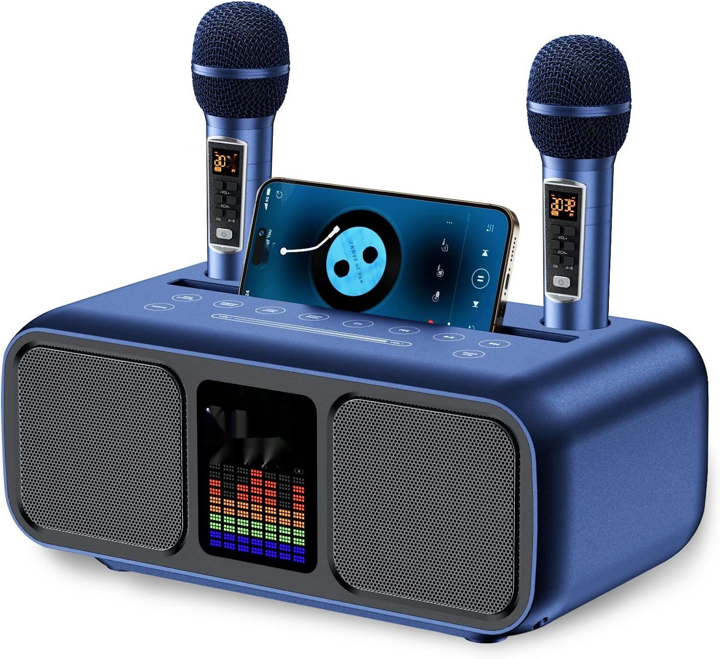 TONOR Maszyna Karaoke K9, przenośny głośnik z 2 mikrofonami UHF, LED.