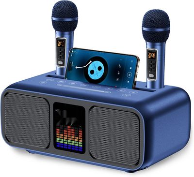 TONOR Maszyna Karaoke K9, przenośny głośnik z 2 mikrofonami UHF, LED.