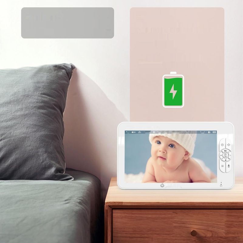 Babystar Babyphone 7" 1080P LCD, 4000mAh, Nocne, Dwukierunkowa, VOX.