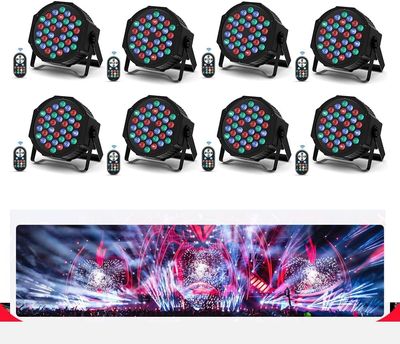DMX512 LED Par Light, 36 RGB Światło Dyskotekowe Z Pilotem, Zestaw 8 sztuk