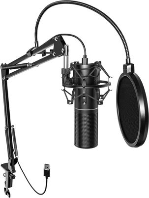 TONOR Mikrofon USB PC, Podcast, Model Q9 Nowy z uchwytem ramieniowym