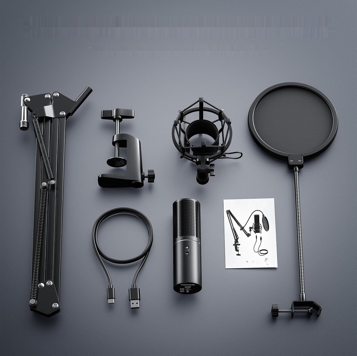 TONOR Mikrofon USB PC, Podcast, Model Q9 Nowy z uchwytem ramieniowym