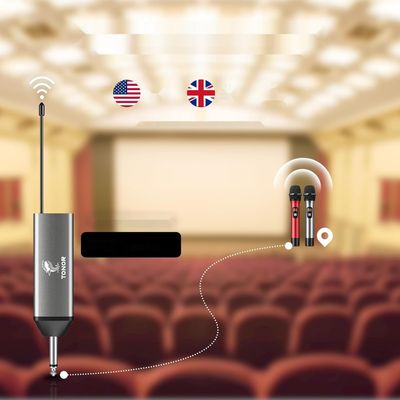 TONOR Mikrofon Bezprzewodowy TW630, UHF, do Karaoke, 60 m, Srebrny-Czerwony