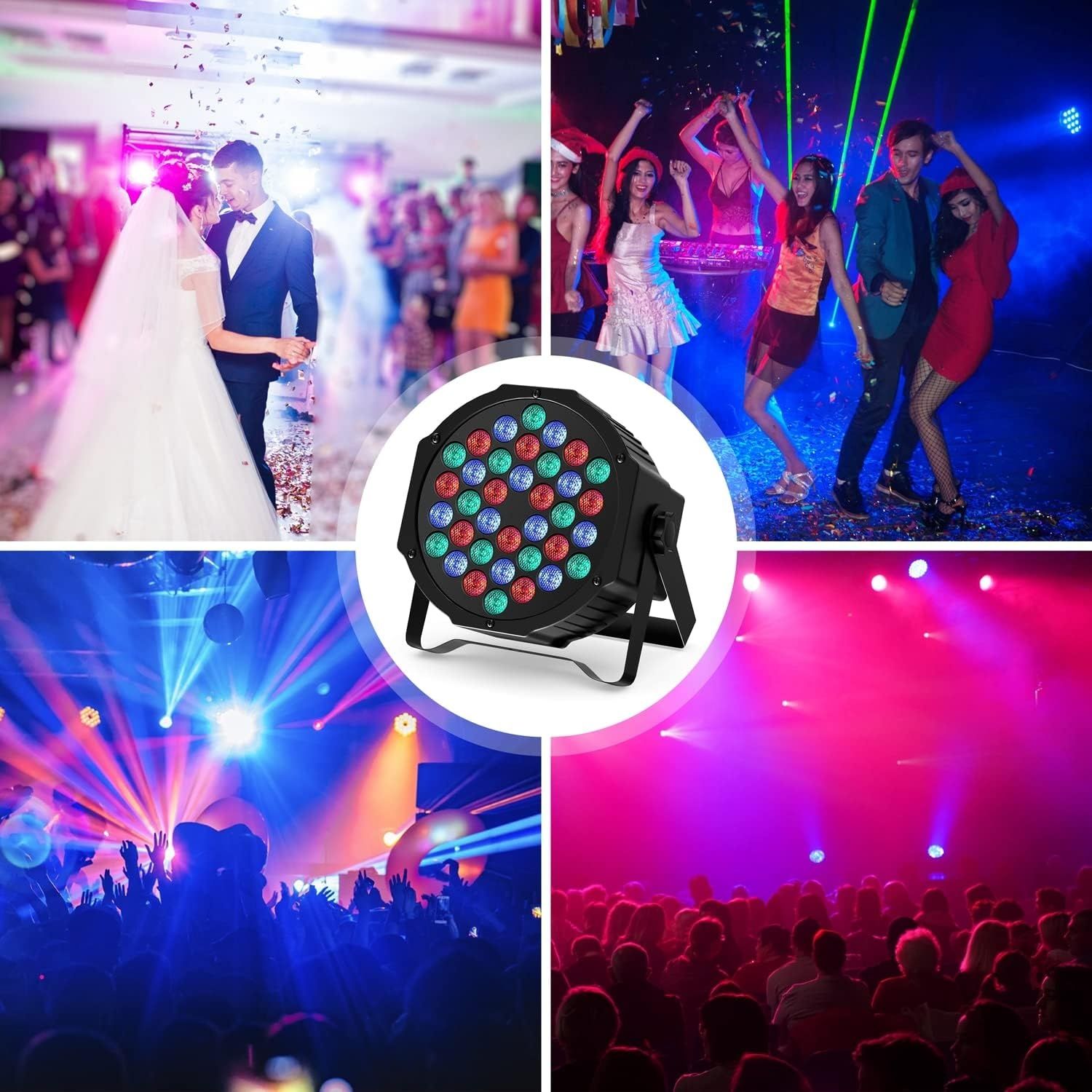 DMX512 LED Par Light, 36 RGB Światło Dyskotekowe Z Pilotem, Zestaw 8 sztuk