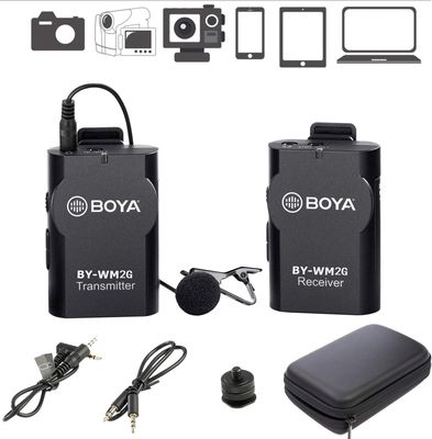 BOYA BY-WM2G bezprzewodowy system mikrofonu lavalier, kompatybilny z tabletem lustrzanki cyfrowej na smartfonie