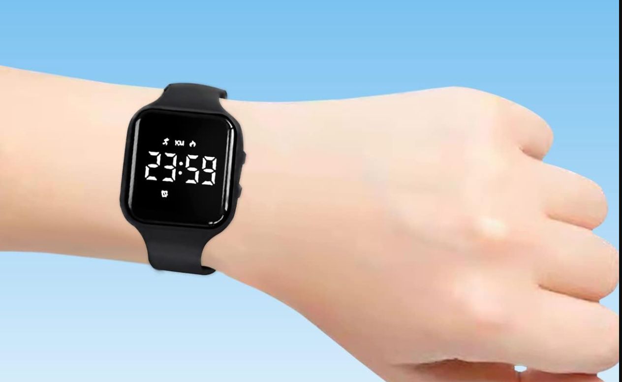 HUYVMAY Fitness Tracker Zzegarek z Krokomierzem, Zegarek Fitness bez Bluetooth/Aplikacji/Telefonu, Wodoszczelny Zegarek Fitness dla Chłopców Dziewcząt Dzieci, Zegarek na Rrękę ze Stoperem, 3 Budziki