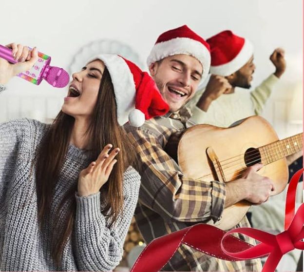 Bezprzewodowy Mikrofon Do Karaoke Bluetooth Ze światłami LED Przenośny Ręczny śpiew Karaoke Głośnik Maszyna Zabawki Prezenty Dla Dzieci Dorośli (Fioletowy, w / 10 Jednorazowych Osłon Mikrofonu)