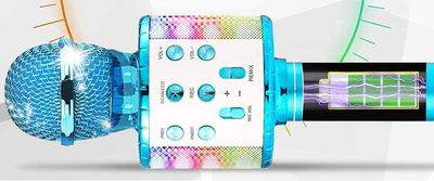 Bezprzewodowy Mikrofon Do Karaoke Bluetooth Ze światłami LED Przenośny Ręczny śpiew Karaoke Głośnik Maszyna Zabawki Prezenty Dla Dzieci Dorośli (Fioletowy, w / 10 Jednorazowych Osłon Mikrofonu)