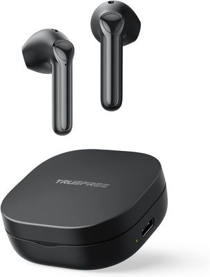 Truefree A1 Bluetooth 5.0 Stereo HiFi IPX4, wbudowane mikrofony, 18 godzin czasu odtwarzania, głębokie basy, USB-C szybkie ładowanie bezprzewodowe słuchawki dla iOS Android