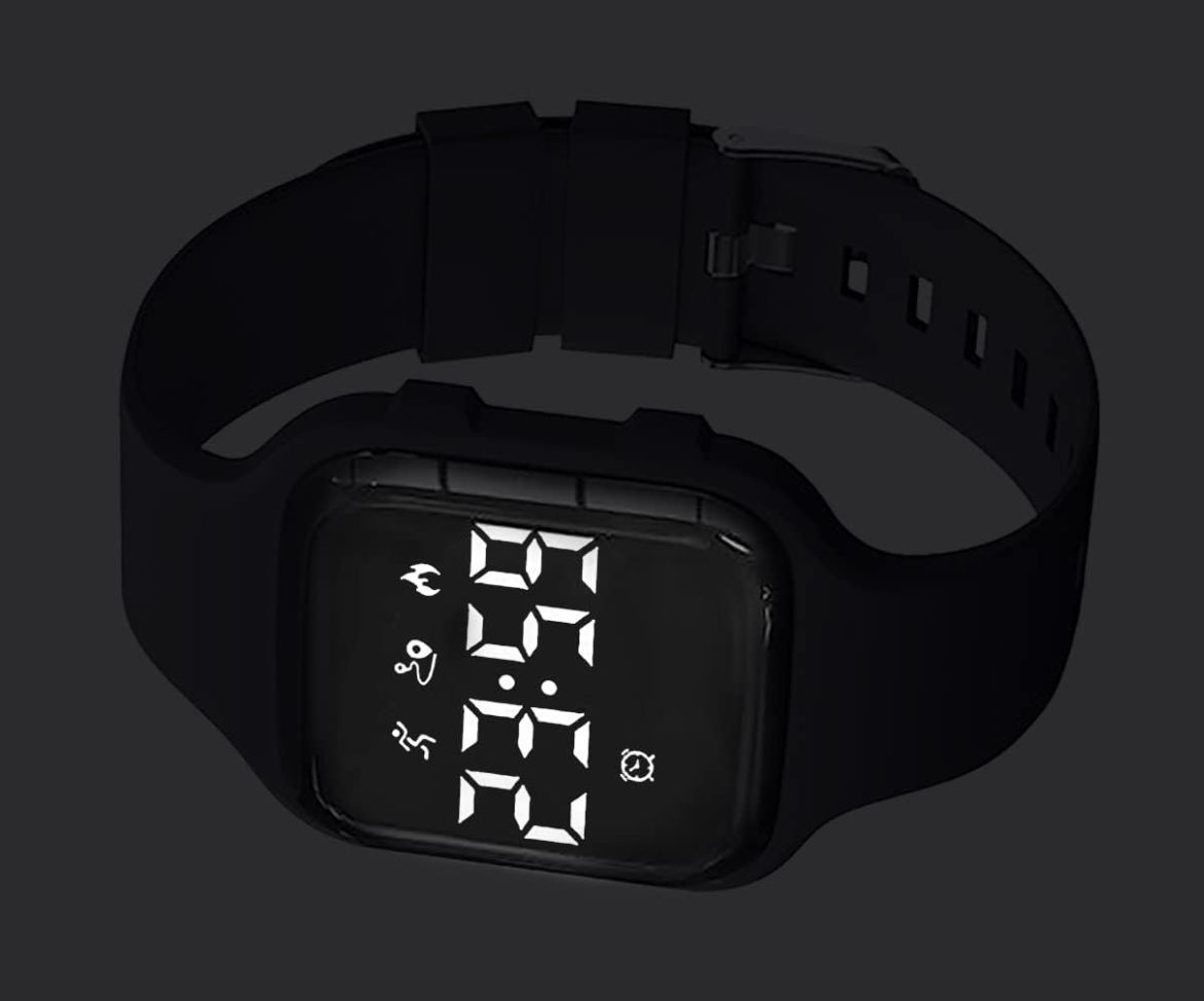 HUYVMAY Fitness Tracker Zzegarek z Krokomierzem, Zegarek Fitness bez Bluetooth/Aplikacji/Telefonu, Wodoszczelny Zegarek Fitness dla Chłopców Dziewcząt Dzieci, Zegarek na Rrękę ze Stoperem, 3 Budziki