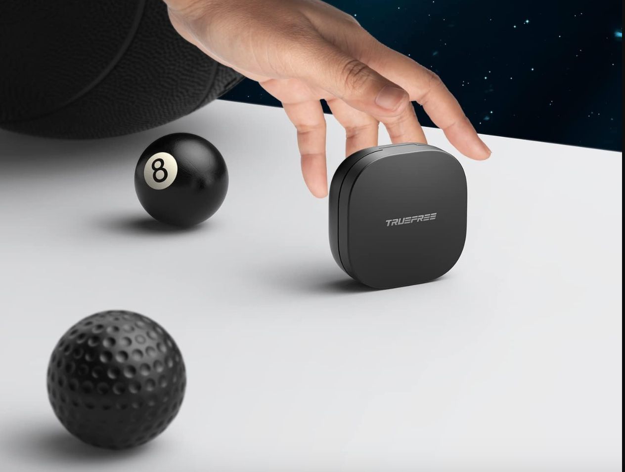 Truefree A1 Bluetooth 5.0 Stereo HiFi IPX4, wbudowane mikrofony, 18 godzin czasu odtwarzania, głębokie basy, USB-C szybkie ładowanie bezprzewodowe słuchawki dla iOS Android
