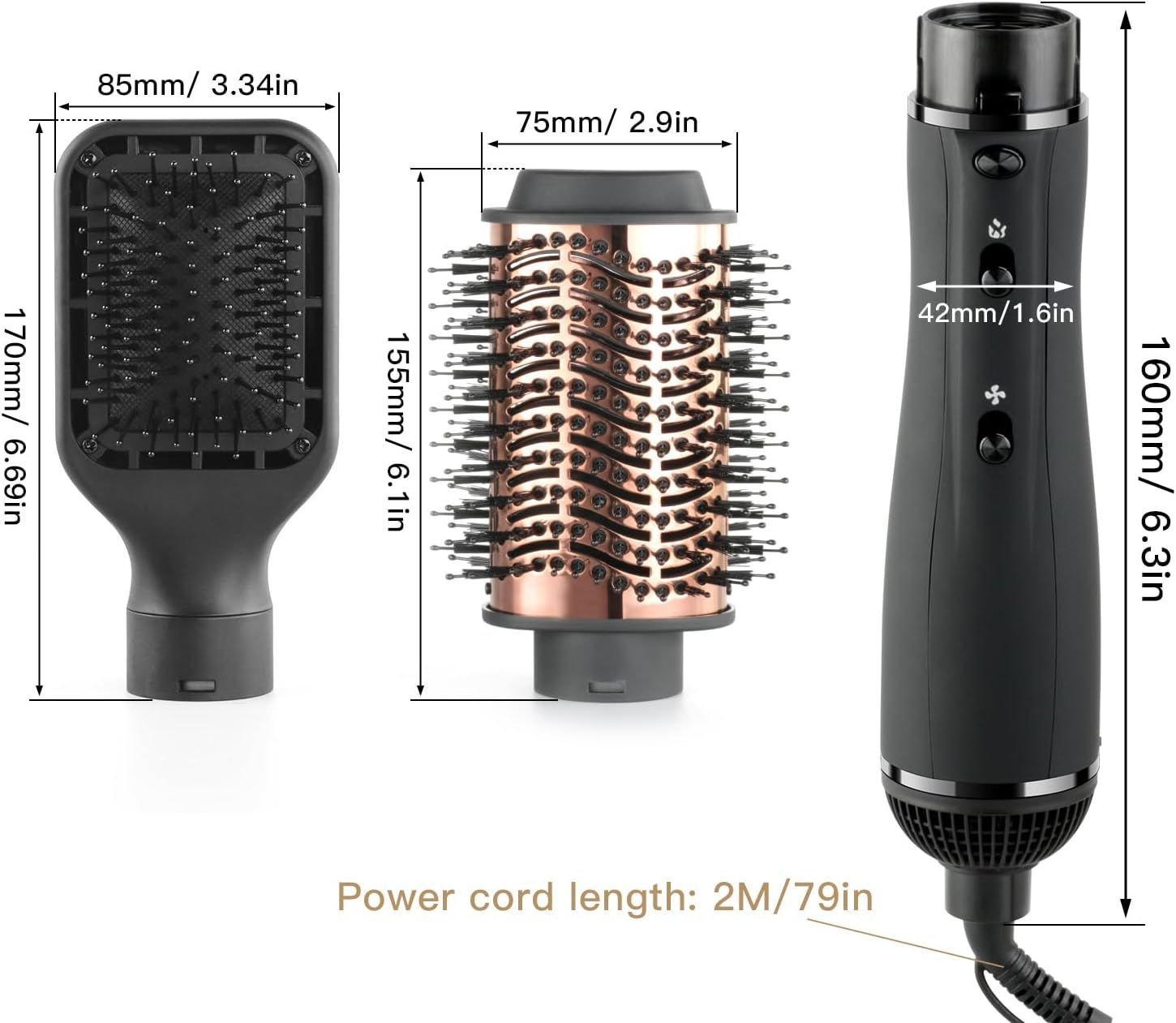 WeChip Suszarko Szczotka &amp; Szczotka Prostująca Do Włosów, Jonowy Suszarka Do Włosów, Ceramika Suszarko-Lokówka Do Włosów Suchych, Pozbawionych Objętości i Prostych