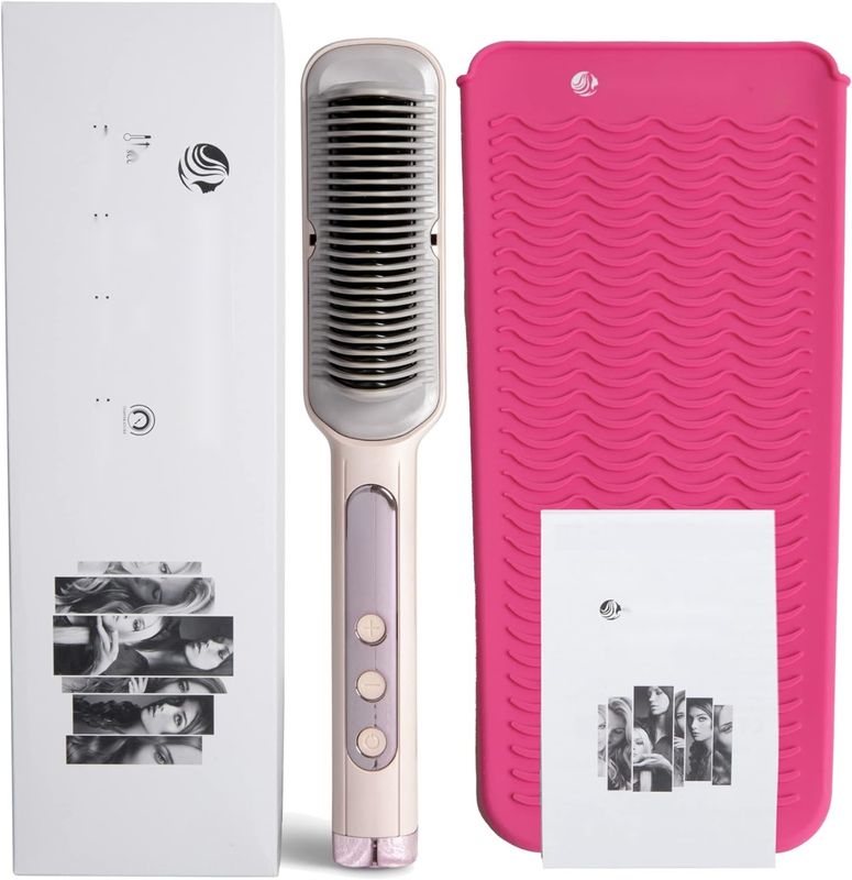 Prostownica Overcare z ceramiczną szczotką 360°, jonizacja, regulowana temperatura.