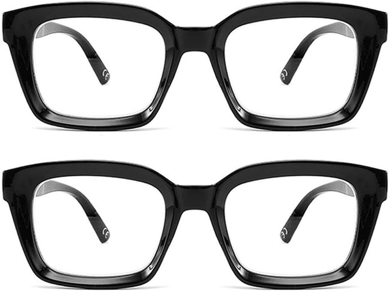 Hubeye Zestaw 2 okularów do czytania, duże czarne, z filtrem światła niebieskiego +1.5