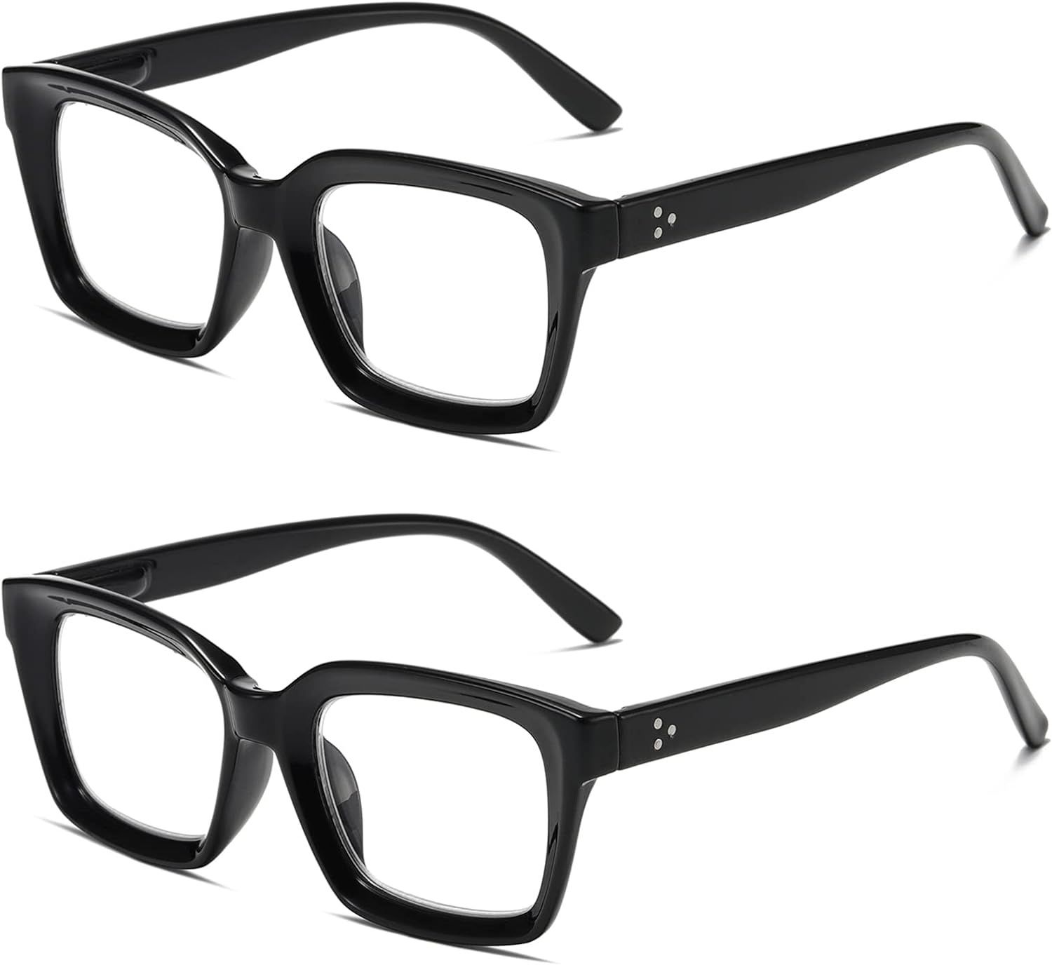 Hubeye Zestaw 2 okularów do czytania, duże czarne, z filtrem światła niebieskiego +1.5