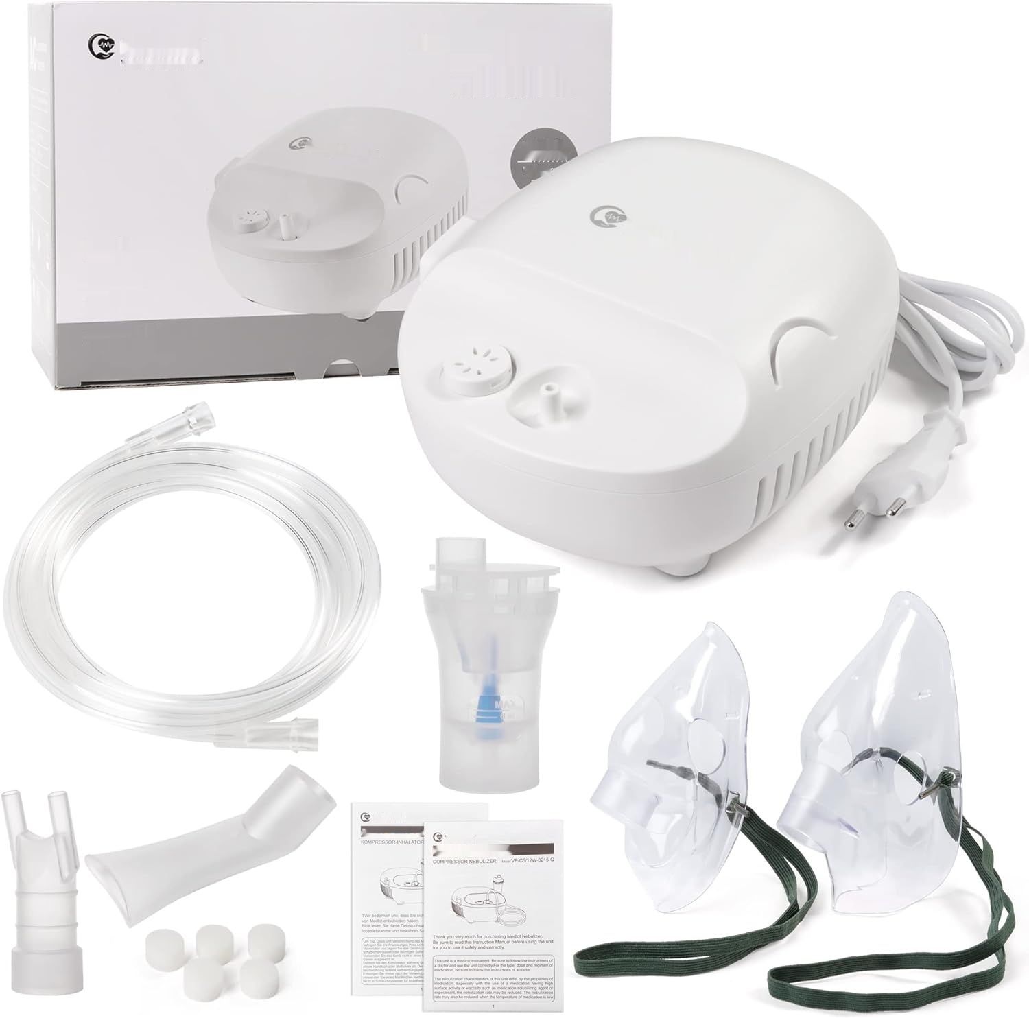 MEDLOT Nebulizator z ustnikiem i maską, dla dorosłych i dzieci, na przeziębienia lub astmę