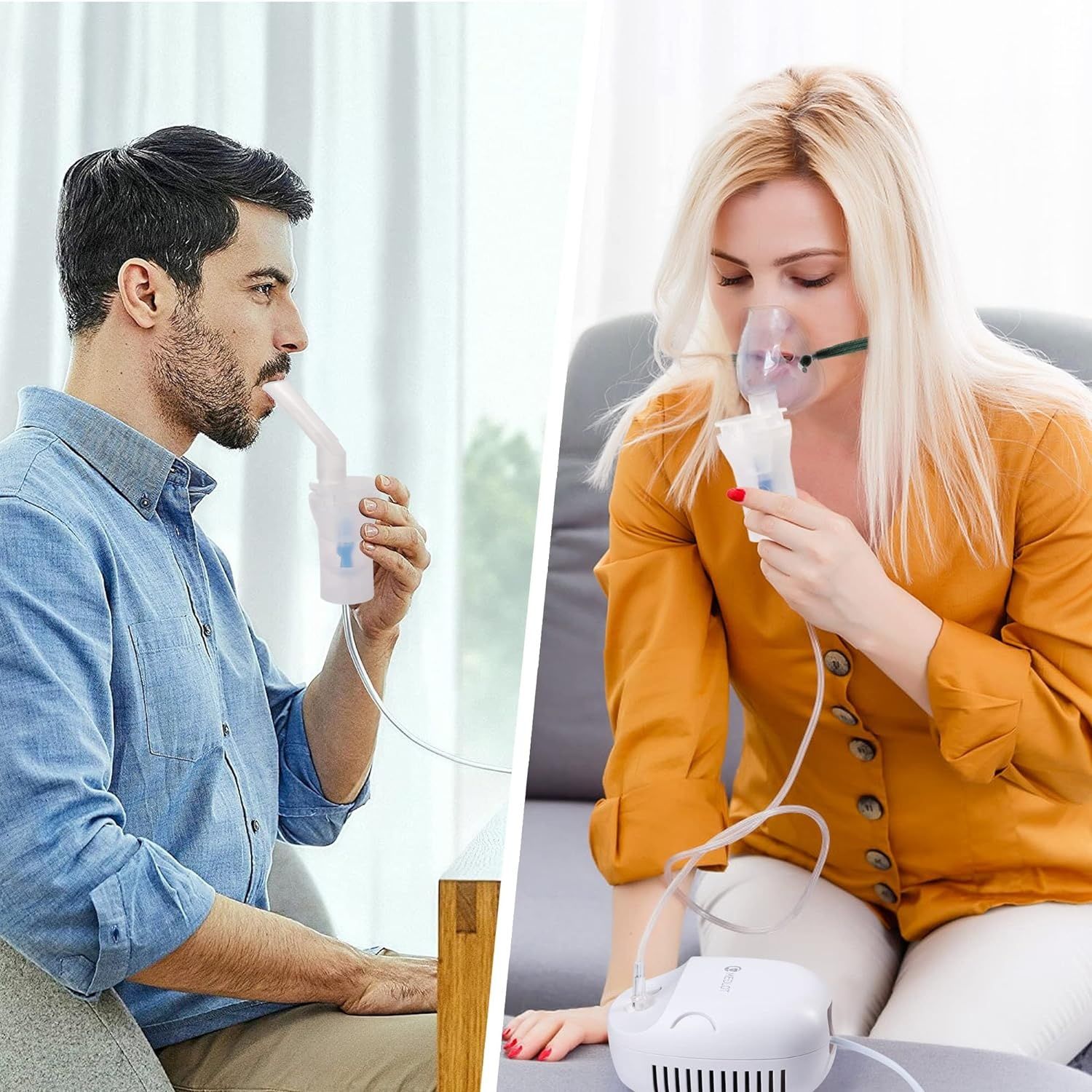 MEDLOT Nebulizator z ustnikiem i maską, dla dorosłych i dzieci, na przeziębienia lub astmę