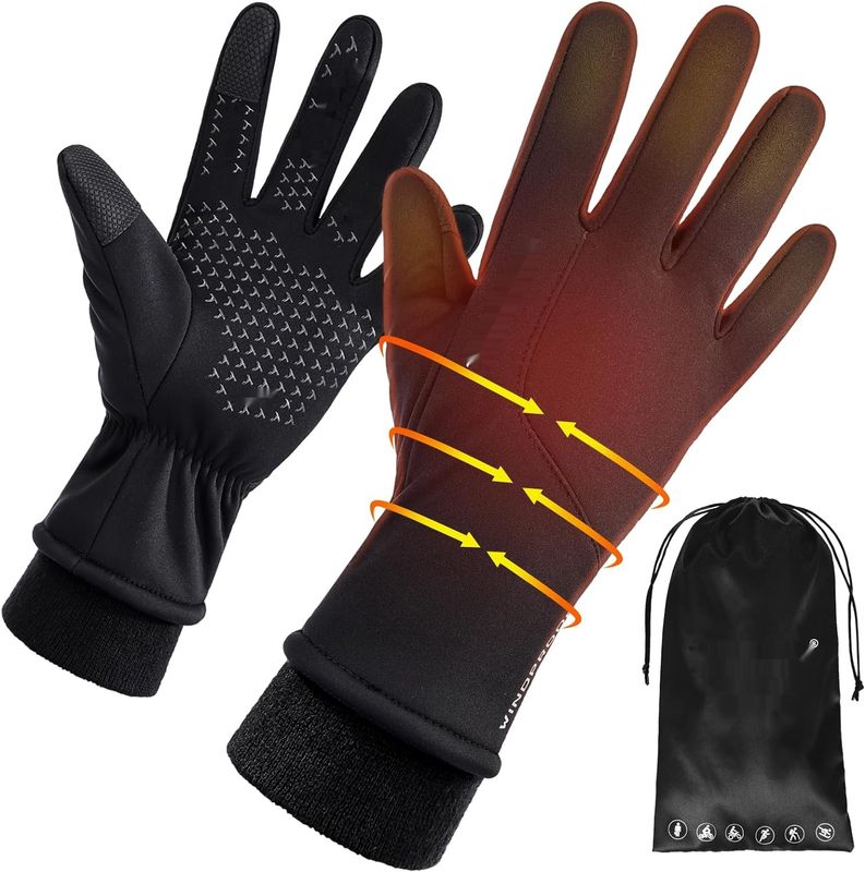 Rękawiczki Rowerowe Tiakia dla Mężczyzn i Kobiet Zimowe, Wiatroodporne