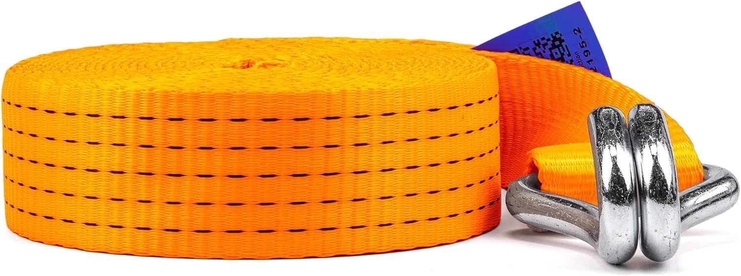 Pakiet 2 pasów mocujących 5000 kg 12 m, 50 mm, z napinaczem i hakiem do ciężarówki.
