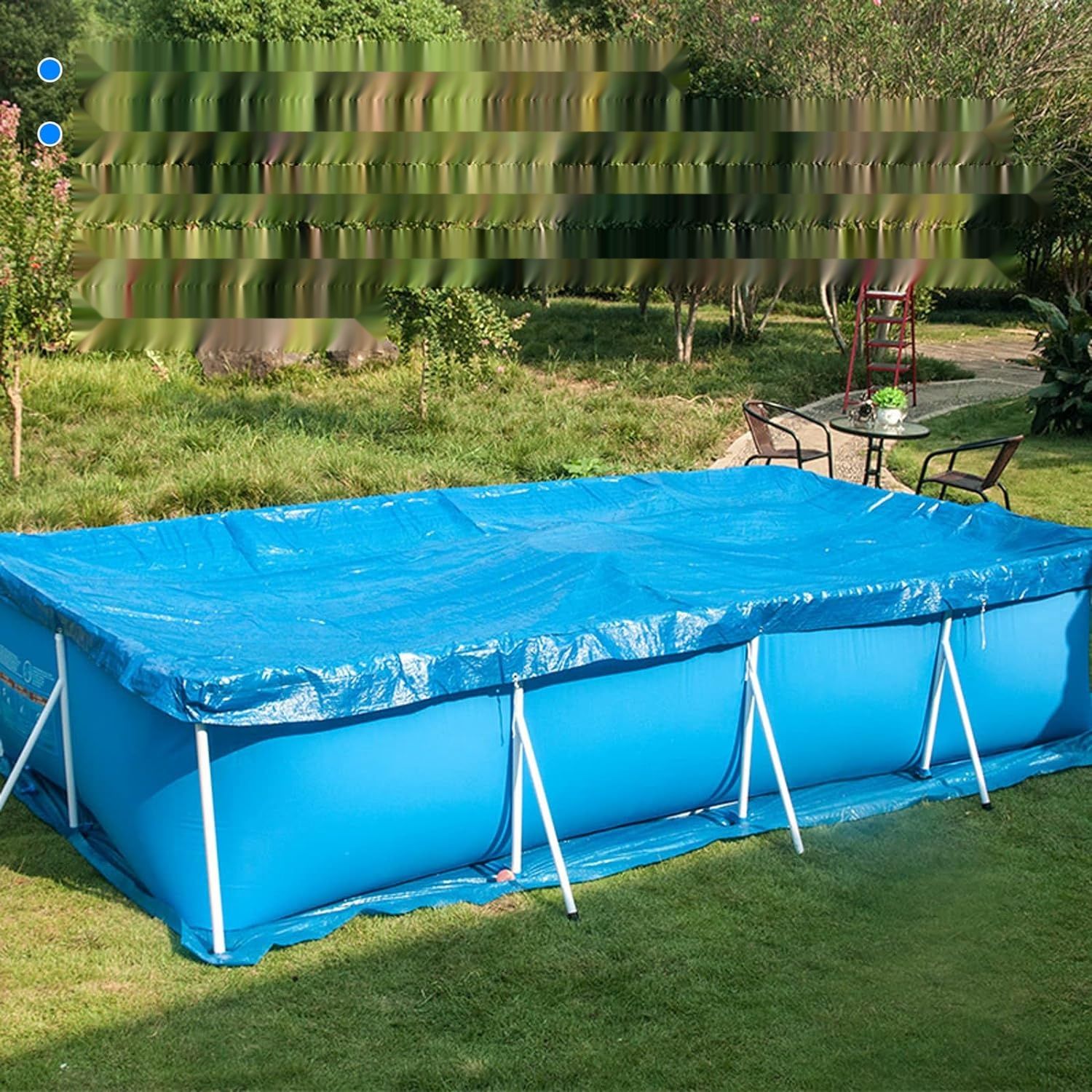PEESHON Prostokątna pokrywa basenowa 445 x 254 cm, letnia i zimowa (niebieska)