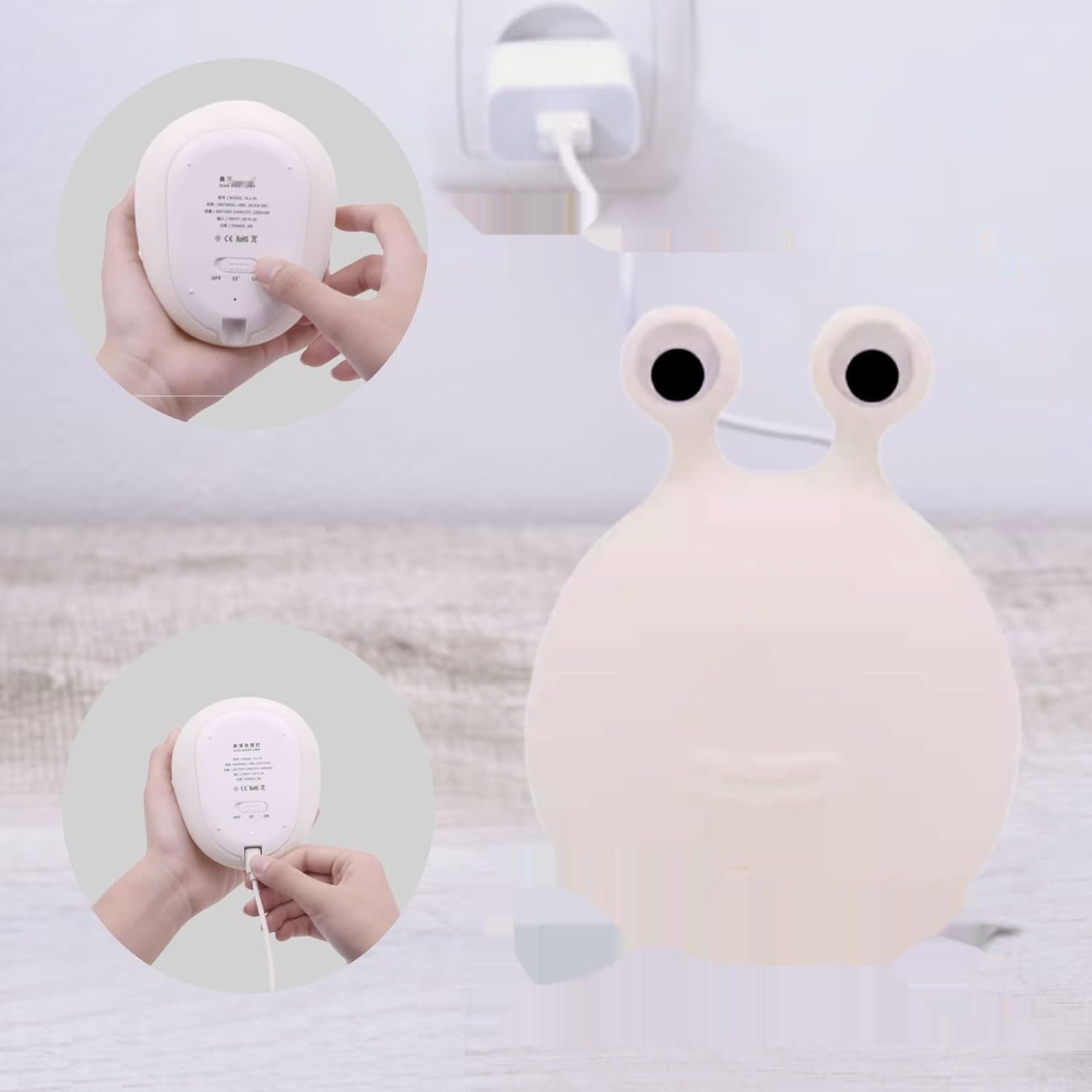 Kikuo Silikonowa Lampka Nocna Ślimak, dotykowe sterowanie, USB, przenośna.