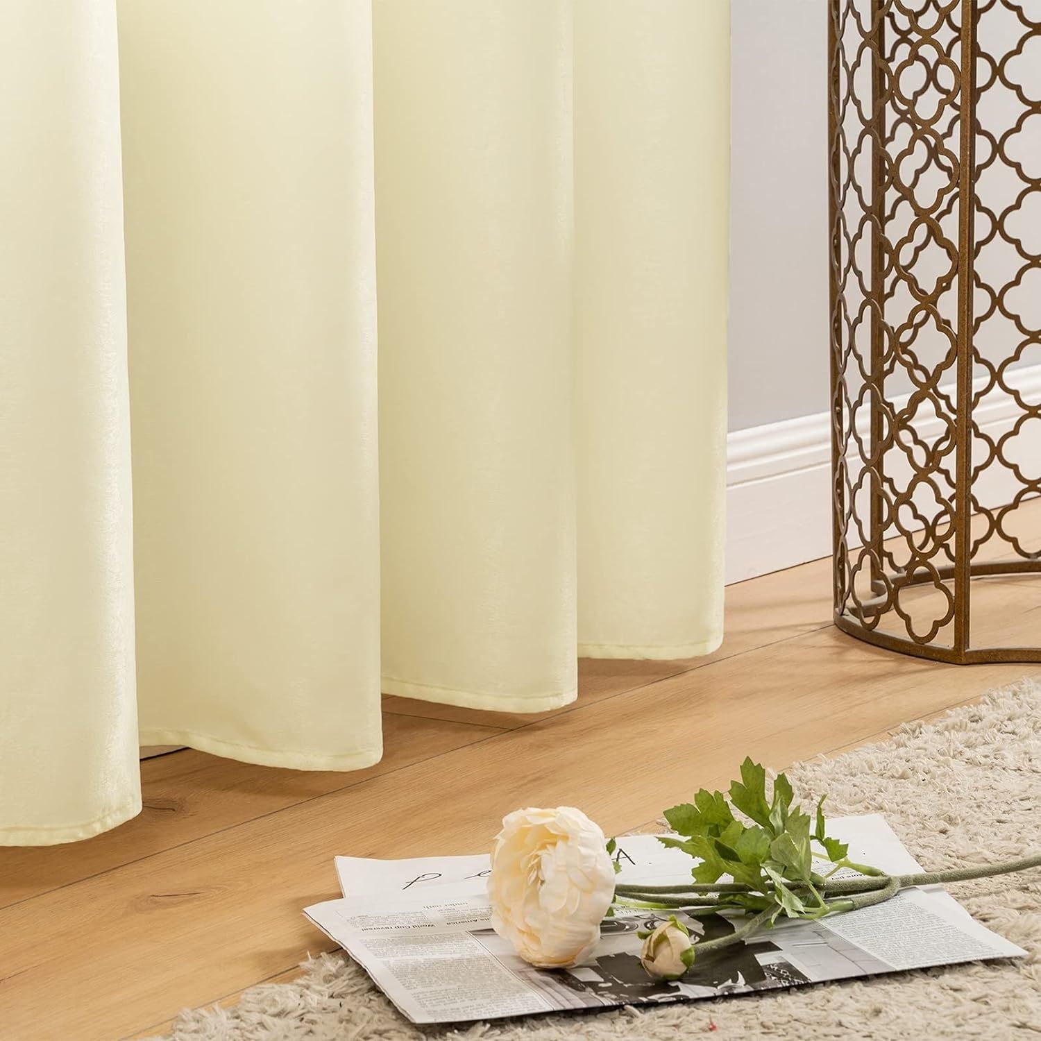 MIULEE Półprzezroczysta Zasłona z Przelotkami, Zestaw 2 Zasłon, H 215 x W 140 cm