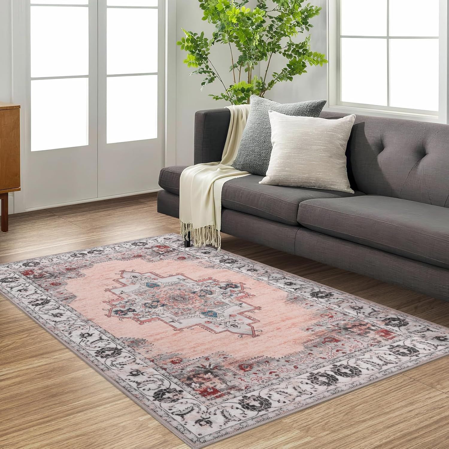 Carvapet Dywan Biegowy 90x150 cm Antypoślizgowy, Zmywalny, Retro Medalionowy.