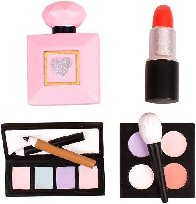 Unimal 4 dekoracje tortu z żywicy: toppery, flakony perfum, palety cieni.