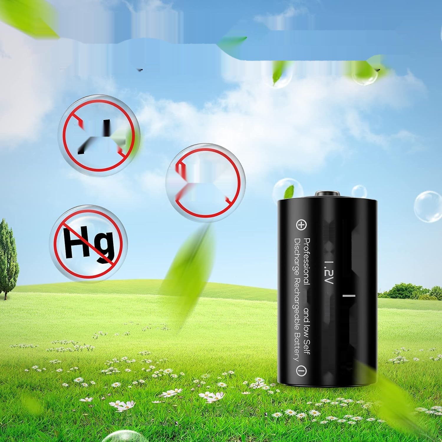 BONAI Akumulator D 10000 mAh NiMH 1,2 V, niskie samo-rozładowanie, trwałe (4 sztuki).