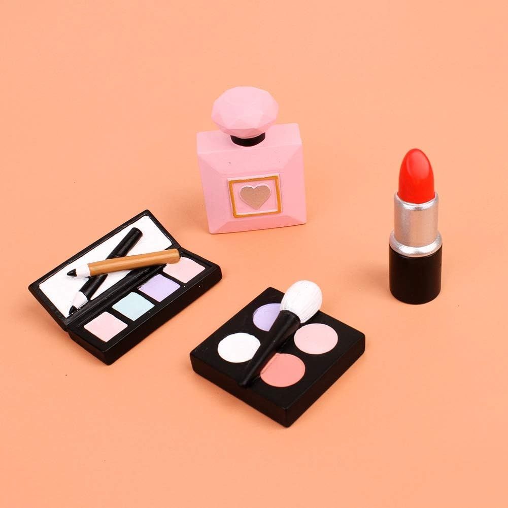 Unimal 4 dekoracje tortu z żywicy: toppery, flakony perfum, palety cieni.