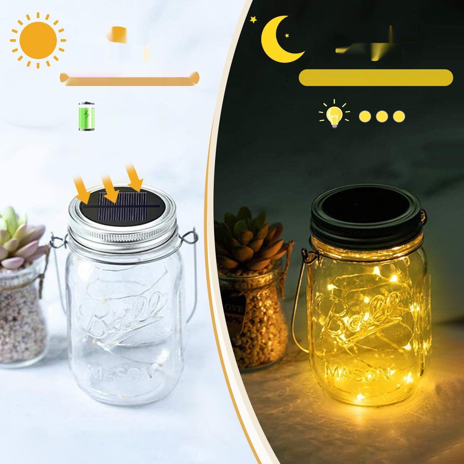 Dracarys 3 Pack Solar Mason Jar Light Deckel 3m 30 LED Lampen, Garten, Hochzeit Decor