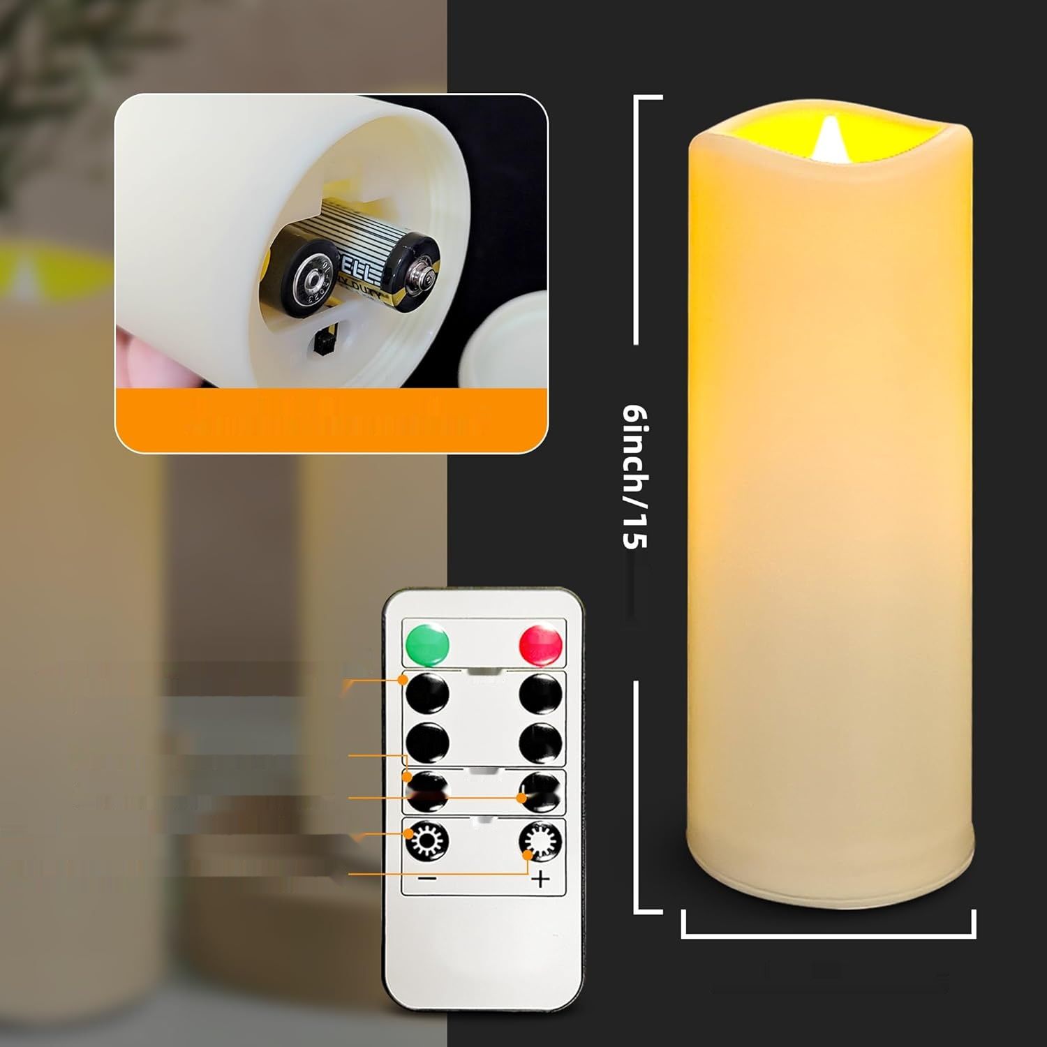 candlesee LED Bezpłomieniowe Świece 1-Sztukowe, Wodoodporna, z Pilotem i Timerem