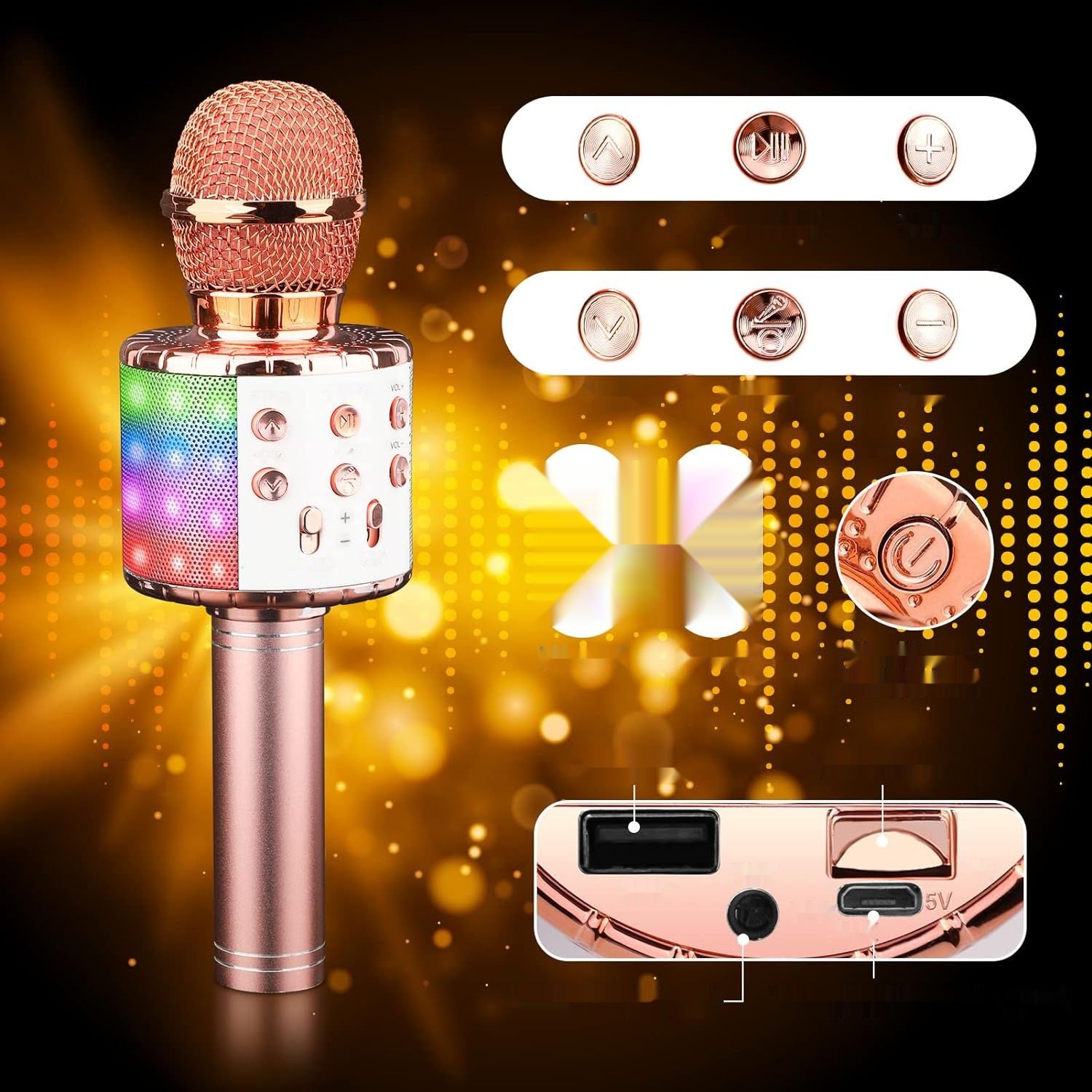 ShinePick Karaoke Bezprzewodowy Mikrofon Karaoke Bluetooth