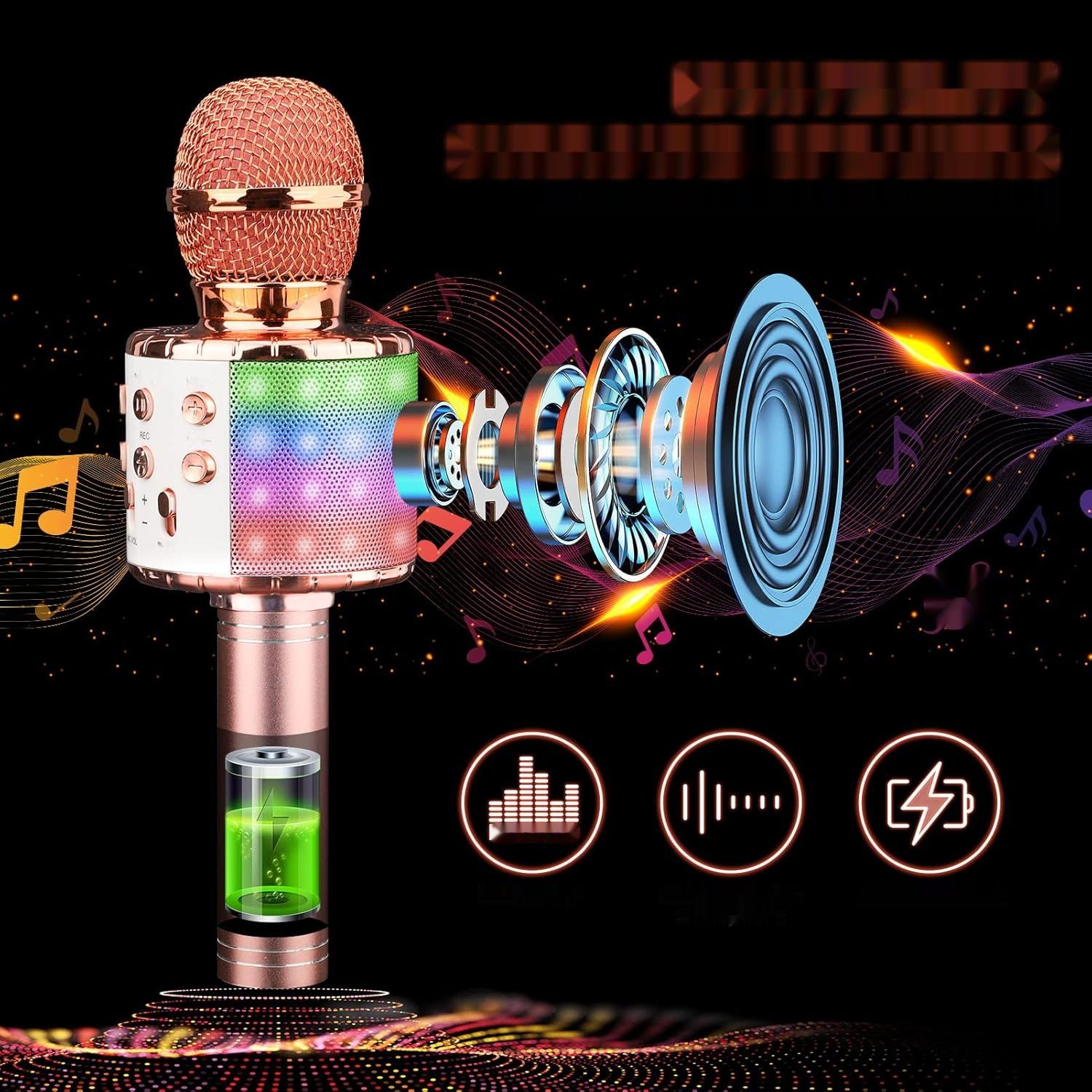 ShinePick Karaoke Bezprzewodowy Mikrofon Karaoke Bluetooth