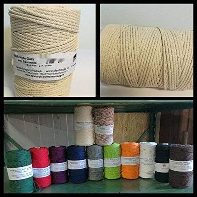 Pferdeseile_DE Macrame Cotton Yarn Natural 200m 4mm Pleciony