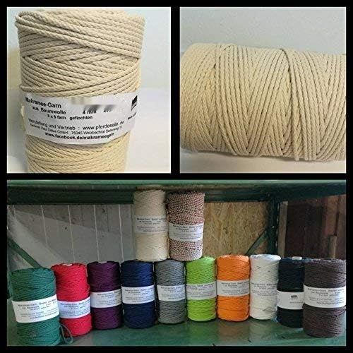 Pferdeseile_DE Macrame Cotton Yarn Natural 200m 4mm Pleciony