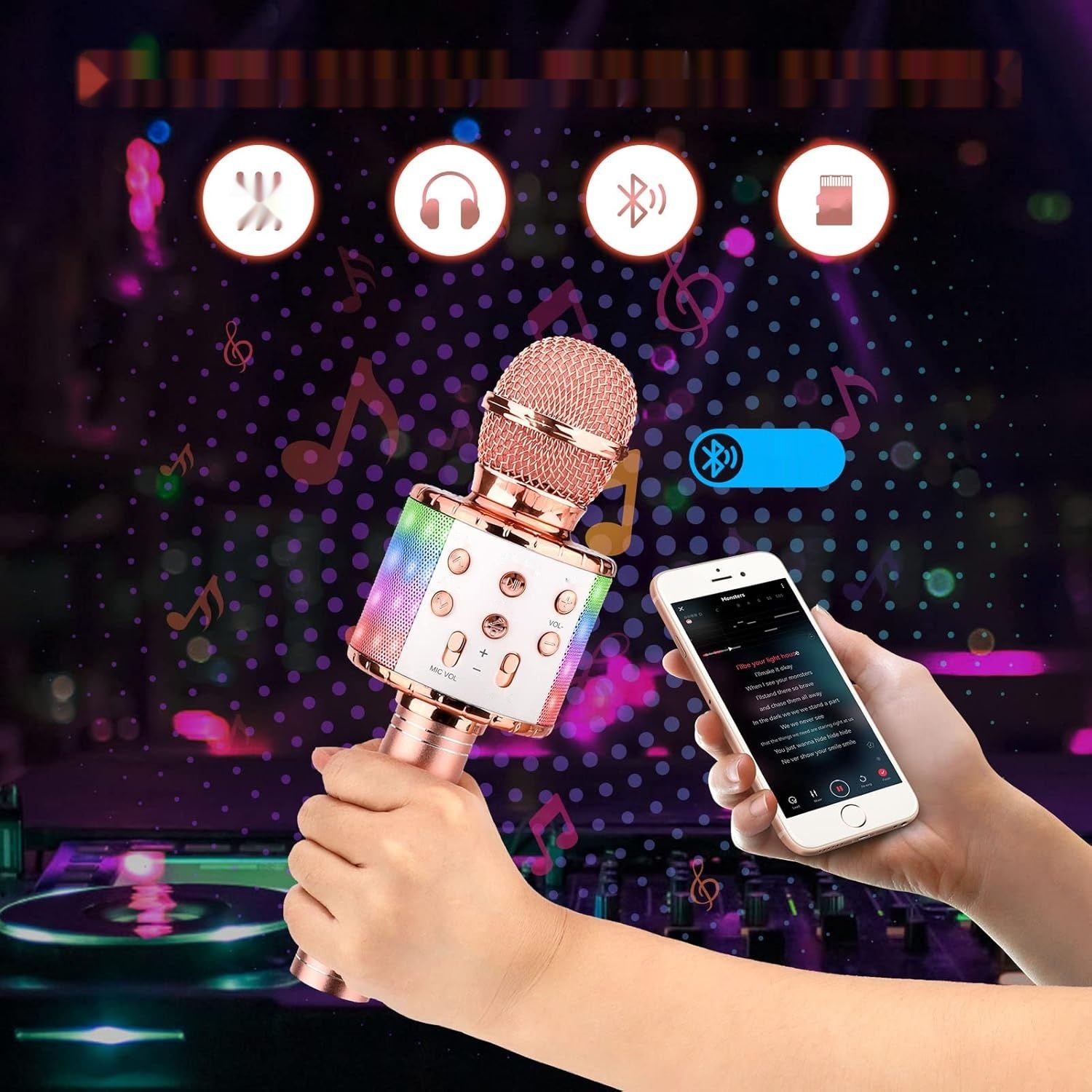 ShinePick Karaoke Bezprzewodowy Mikrofon Karaoke Bluetooth