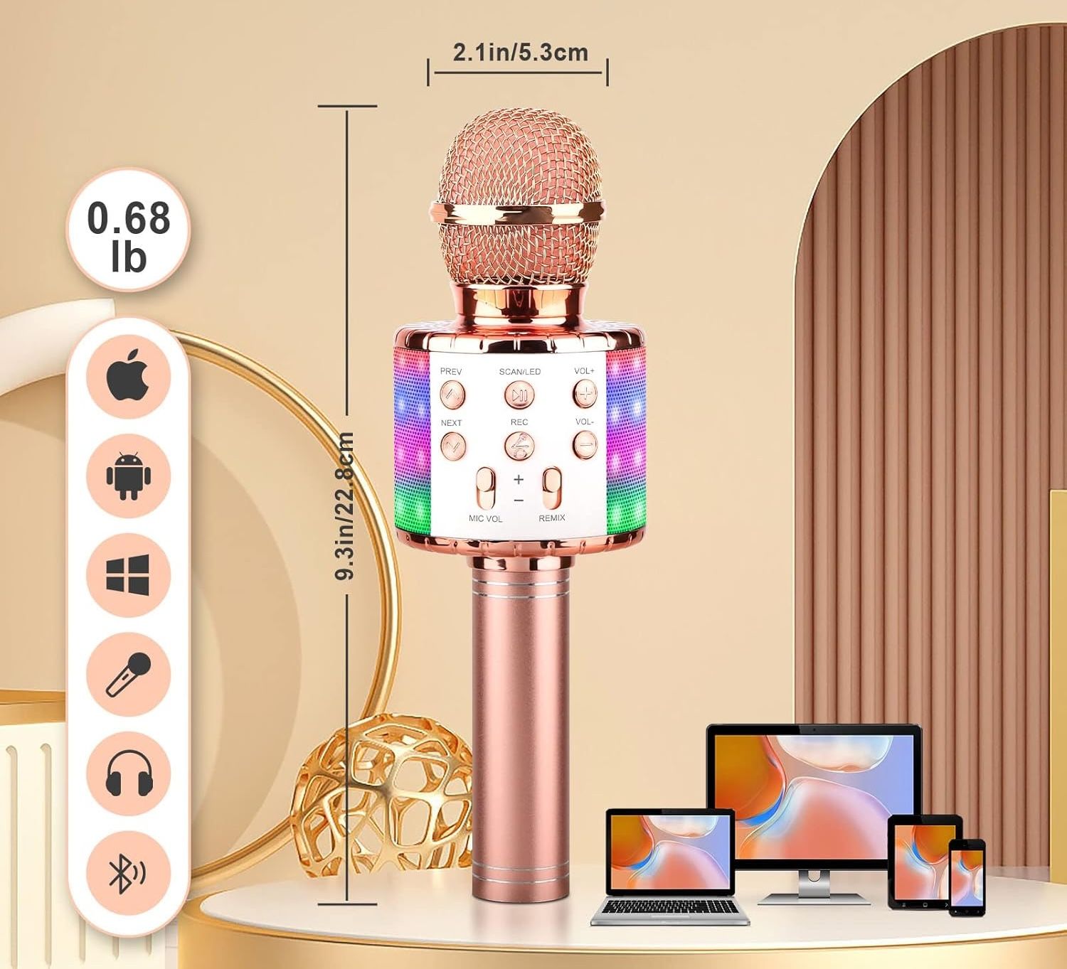 ShinePick Karaoke Bezprzewodowy Mikrofon Karaoke Bluetooth
