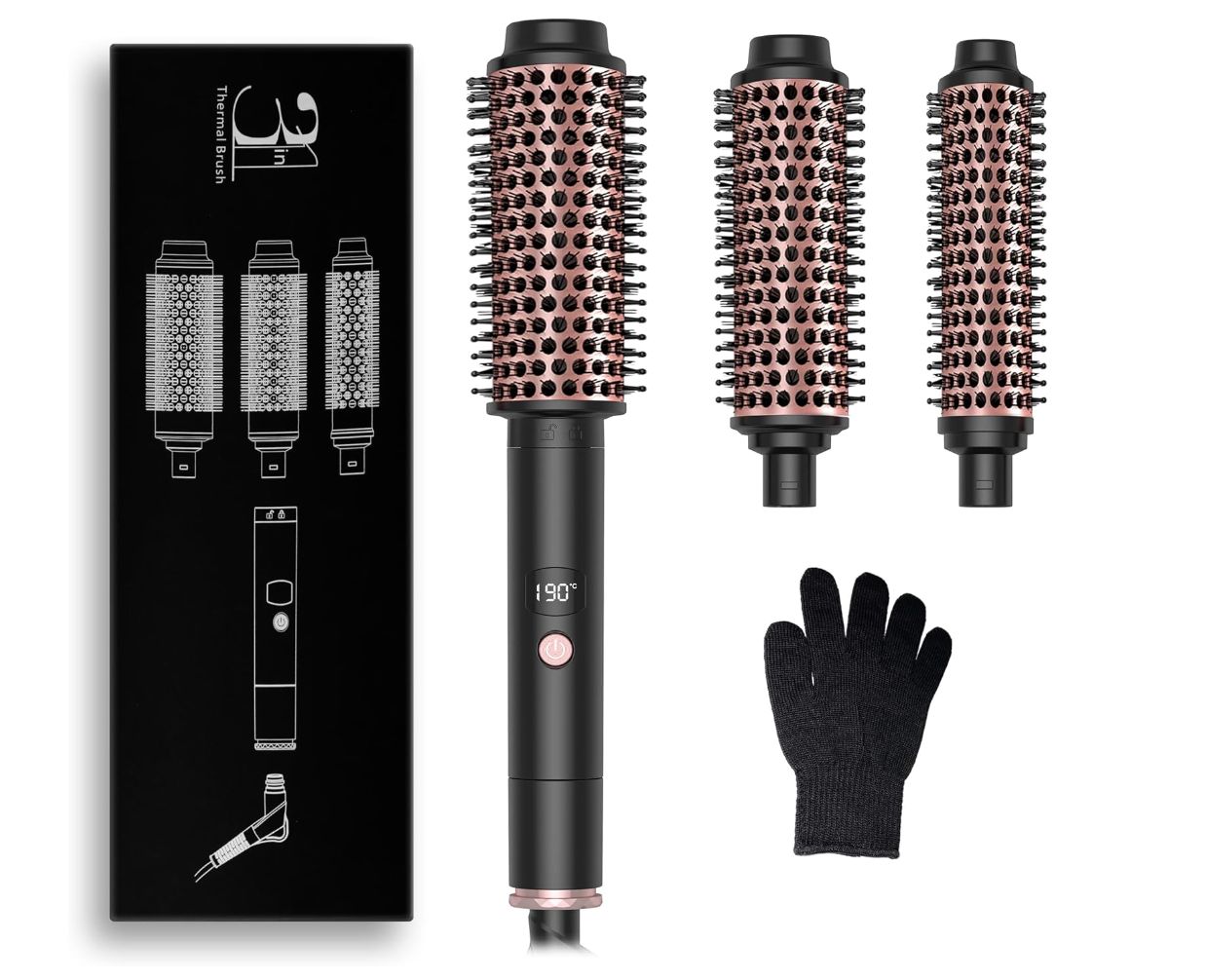 Szczotka termiczna, zestaw 3 w 1 szczotek termicznych 30/38/45 mm