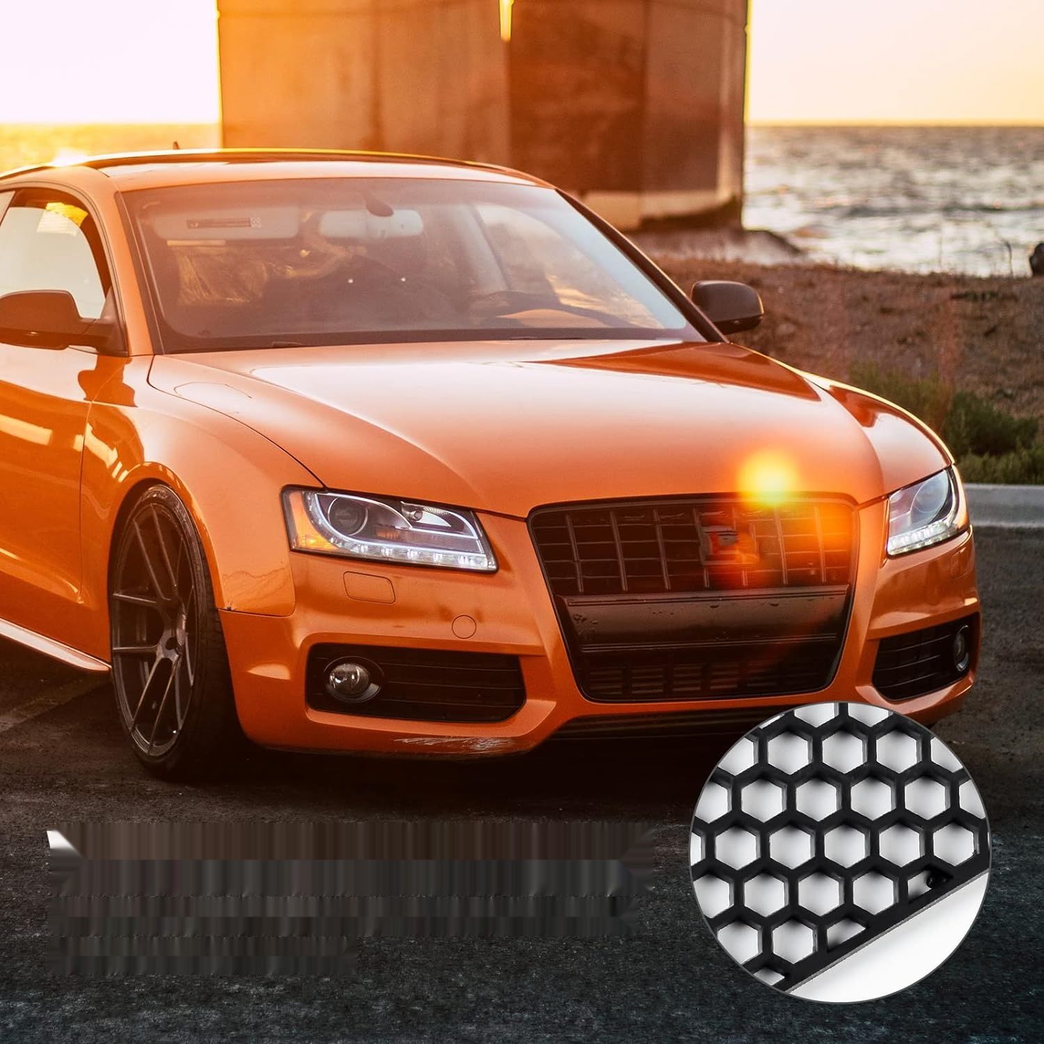 AggAuto 119.38 x 40.64 cm Czarna Plastikowa ABS Uniwersalna Siatka Grillowa Samochodowa