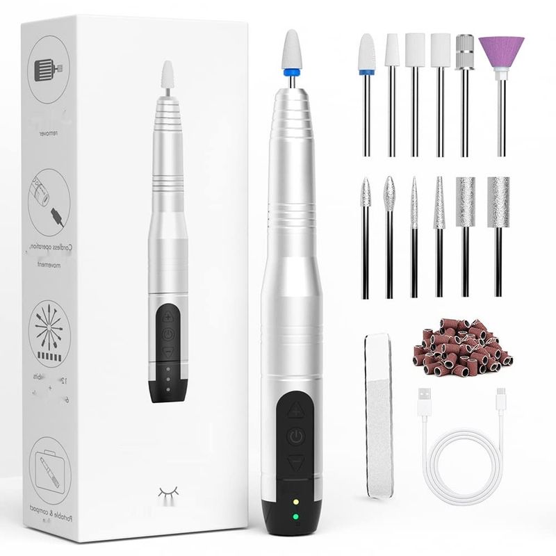 Frezy do paznokci żelowych TOUCHBeauty, elektryczny pilnik 12 w 1, bezprzewodowy.